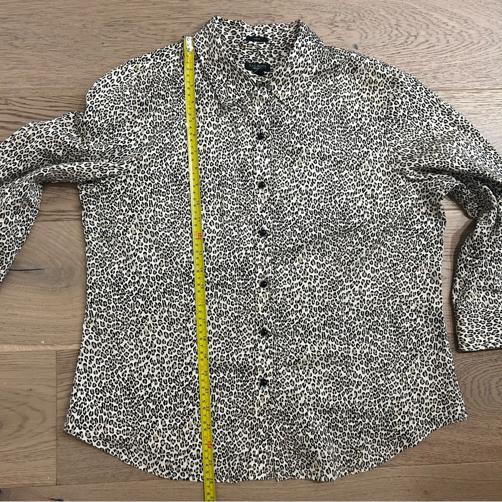 Talbots Leopard Animal Print Stretch Button Down … - image 3